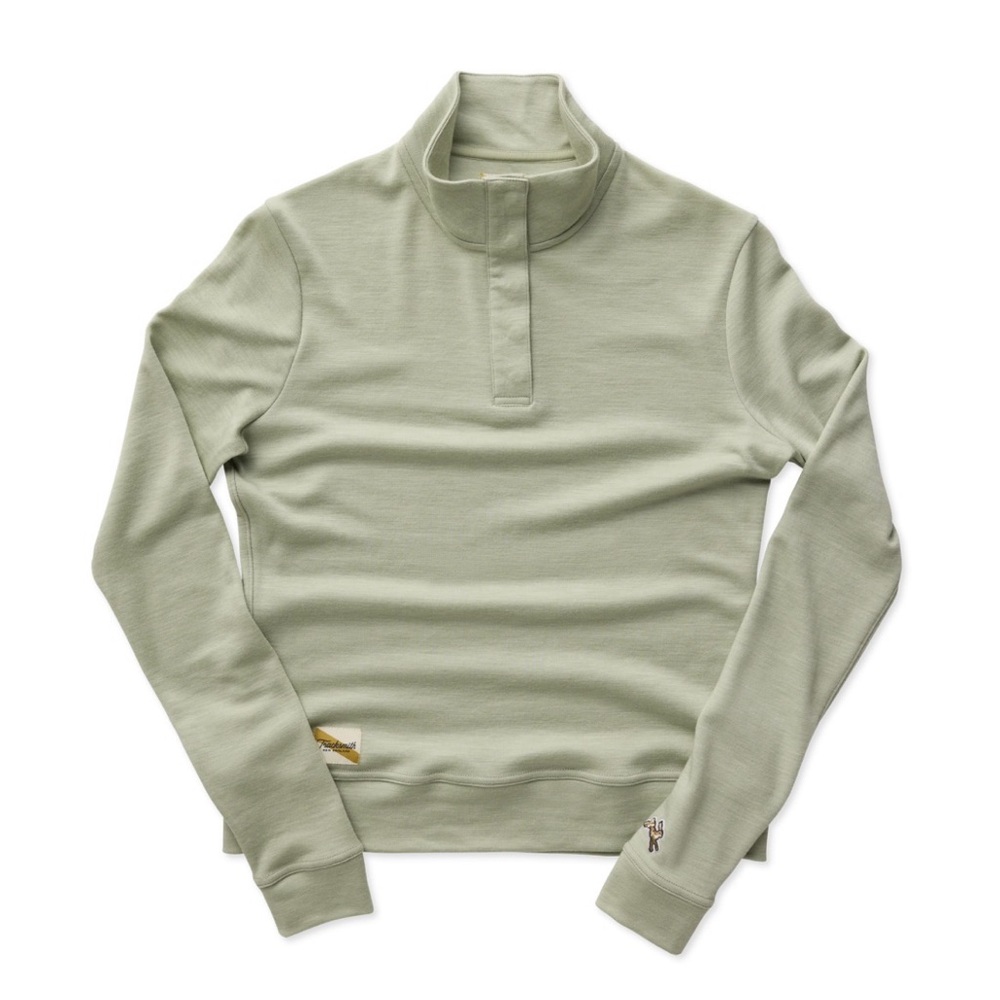 Tracksmith Downeaster Quarter Snap Merino Wool Sage Size Woman’s Medium